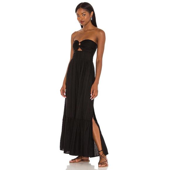 LSPACE Melody Strapless Cut Out Maxi Dress Black Size Medium - Picture 1 of 6